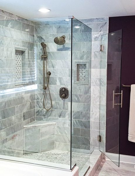 bathroom shower glass partition by INFOCUS Glass & Aluminum Works